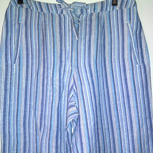 Crazy Horse linen blend striped beachy boho size 10P pants - Picture 1 of 6